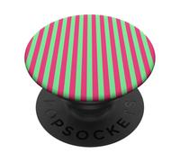 Bright Pink and Green Striped Spring Color Design PopSockets PopGrip Adesivo