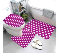 Bright Purple Polka Dot Print Set Di Tappetini Da Bagno 3 Pezzi Lavabile Tappetino Da Bagno Morbida Tappeto Con Profilo A U Per Doccia Toeletta La Casa