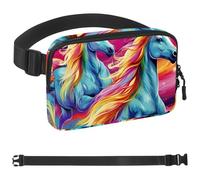 Bright Rainbow Unicorn-74 Marsupio per uomini e donne, marsupio con tracolla regolabile, alla moda, borsa a tracolla ovunque, per viaggi all'aperto, corsa, escursionismo, multicolore, Multicolore,