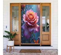 Bright Rose Print No.677 Coperture decorative per porte, striscione per interni/esterni, primavera, estate, autunno, inverno, Halloween, Natale, decorazioni per la casa
