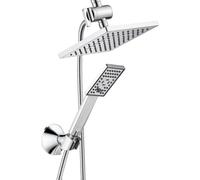 Bright Showers - Doccetta portatile e soffione doccia a pioggia Combo Set - Include staffa a ventosa a parete, deviatore a 3 vie e tubo in acciaio inox da 1,5 m - Finitura cromata