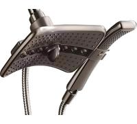 Bright showers Doccia combinata in nichel spazzolato, soffioni fissi e portatili con placche frontali grigie