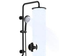 BRIGHT SHOWERS Sistema doccia a pioggia Combo - Soffione doccia a pioggia da 22,9 cm con lavaggio potente, guida in ottone massiccio, supporto regolabile in altezza, tubo in acciaio inox lungo 152 cm
