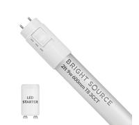 Bright Source Tubo LED T8, 3 CCT, commutabile a colori, 3000 K, 4000 K, 6000 K, 590 mm, 9 W, 1170 lm, 18 W T8 fluorescente Equiv, starter incluso, uso con rete diretta o montaggio con ballast