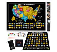 Bright Standards Mappa degli Stati Uniti da grattare + tutti i 63 parchi nazionali degli Stati Uniti da grattare, 85 punti di riferimento degli Stati Uniti, kit mappe di viaggio, 50 mappe di avventura