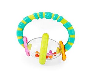 Bright Starts, Grab And Spin Baby Rattle And BPA-Free Teether Toy, dai 3 Mesi in su
