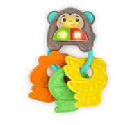 Bright Starts, Musica & Massaggiagengive Monkeys, Set Chiavi Giocattolo con Luci & Suoni, Chiavi Auto con Massaggiagengive a Forma di Frutta, Stimola Lo Sviluppo, da 6 Mesi