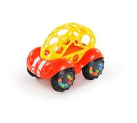 Bright Starts Oball Easy Grasp Rattle & Roll Buggie Auto a spinta senza BPA Giocattolo per gattonare per neonati, 1 confezione, a partire dai 3 mesi, rosso/giallo