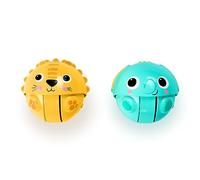 Bright Starts, Palline da inseguire per Gattonare Giggables, Leone e Elefante, Unisex, per Neonati e Bimbi, Confezione da 2