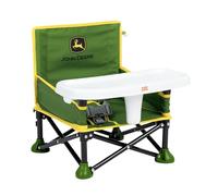 Bright Starts, Rialzo Sedia per Bambini Portatile Pop 'N Sit, Pieghevole, con borsa da viaggio, con Vassoio Rimovibile, John Deree Verde, 6 mesi-3 anni