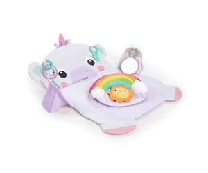 Bright Starts, Tappetino multi-attività Prop & Play, con cuscino di sostegno ed etichette Taggies, ideale per il gioco a pancia in giù - Unicorno, 0+ mesi