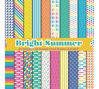 Bright Summer Scrapbook Paper Craft Pad: 20 Colorful Designs, 20 Double-Side Sheets Printed on 8.5"x8.5" Sized Paper With Premium Color. Perfect for ... Junk Journal, Collage, DIY, Gift Wrapping Etc