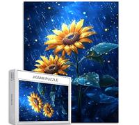 Bright Sunflower - Puzzle da 1000 pezzi per adulti con pittura a olio in stile cartone animato, puzzle colorato fai da te per la decorazione della casa, regali, puzzle per famiglia, perfetto per