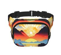 Bright Sunrise - Borsa a tracolla da viaggio per fitness, alla moda e casual, marsupio quadrato a doppio strato, nero, taglia unica, Nero, One Size