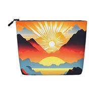 Bright Sunrise - Trousse da viaggio versatile, in finta canapa, multiuso, organizer per accessori cosmetici, Nero , Taglia unica