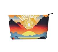 Bright Sunrise - Trousse per trucchi in velluto a coste, versatile, con cerniera, per uso quotidiano e organizer da viaggio, Nero , Taglia unica