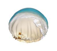 Bright Sunshine, cuffia da doccia estiva da spiaggia, per donne e uomini, grande, riutilizzabile, a doppio strato, impermeabile, con fascia elastica, per tutte le acconciature, adatta ai viaggi