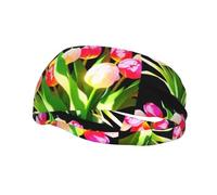 Bright Tulipani, fascia elastica per yoga, sport, fitness, corsa, basket, unisex, fascia elastica per sport che assorbe il sudore,