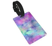 Bright Unicorn Night Galaxy Print Pattern senza cuciture 2 pezzi etichette per bagagli, anello per etichetta identificativa per copertura privacy e scheda indirizzo per valigia da viaggio