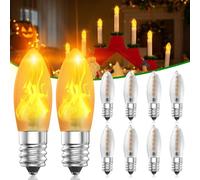 BrightArk 10 pezzi E10 15-55V Led 0,2W Lampadine di sostituzione Lampadina incandescente Bianco caldo 1800K, Luce a effetto fiamma Luce intermittente per Halloween, Focolari, Ghirlande luminose, Archi