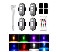 BrightArk 4 pezzi Luce Stroboscopica per Auto Mini LED da Esterno con Telecomando Wireless 8 Colori e Tre Luminosità e Ricarica USB per Auto, Drone, Moto, Volo Notturno