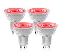 BrightArk GU10 Rosse LED Lampadine 5W, MR16 da Piazzatura Color Rosse 50W Sostituzione Halogena per MR16 GU10, 38 Gradi di Angolo di Fascia per Luci da Parete e Giardino, 4-Pezzi