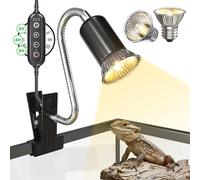 BrightArk Lampada Riscaldante Lampada uvb Tartarughe con Timer, 2 Lampadine UVA/UVB da 50W Regolabili a 360° Lampada per Anfibi Adatto per Tartaruga, Ragno, Lucertola, Serpente, Anfibi, Chameleon