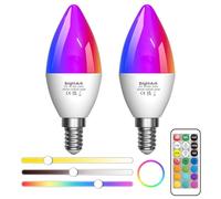 BrightArk Lampadina LED E14 Dimmerabile Cambio Colore con Telecomando, RGB+Bianco Caldo+Bianco Freddo, 3 Modalità Dinamiche Lampadina RGB E14 a Candela per Casa, Decorazioni, Feste (2 Pezzi)