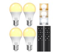 BrightArk Lampadina LED E27 con Telecomando, Lampadina E27 Dimmerabile, Lampadine LED da 9W, 3 Temperature di Colore 3000K-6000K, Lampadine Telecomandate con Funzione di Temporizzazione e Memoria