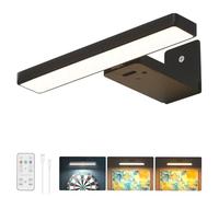 BrightArk Luce per Quadri Senza Filo, Lampada da Parete Ricaricabile con Telecomando, Luci LED Applique con 3 Temperature Colore Regolabili per Quadri, Foto, Decorazioni e Bersagli Freccette, Nero
