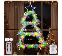 BrightArk Luci Natalizie da Finestra - Albero di Natale a Batteria 8 Modi con Telecomando, Bianco Caldo & Colorato Luce di Decorazione Natalizia Interno/Esterno per Vetrine, Soggiorno, Balconi