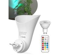 BrightArk Plugin GU10 Lampada a Parete con Faretto Uplighter - 360° Rotabile, 13 Colori, Luce Dimmabile con Funzioni Timer e Memoria, Spot Luminosi, Presa di Corrente, Lampadina LED Inclusa