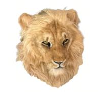 BrightAura Maschera da testa di leone realistica per adulti, travestimento o decorazione, in finta pelliccia, per cosplay, teatro, da parete