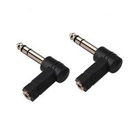 BrightBlue - Adattatore TRS da 1/4" a 3,5 mm, ad angolo retto, 6,35 mm maschio/3,5 mm femmina, per cuffie stereo e strumenti musicali, 2 pz