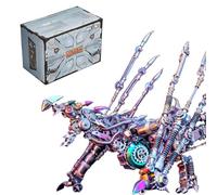 BrightBud Puzzle in metallo 3D per adulti, modello fai da te con drago intelligente 3D con effetto luce LED, Steampunk, drago meccanico e drago in metallo, ornamenti e regali, 1390 pezzi