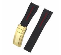 BrightBulb 20 mm Fibbia Pieghevole Impermeabile Silicone Orologio Cinturino Guarda Accessori per Rolex GMT-Rosso con Oro Fibbia