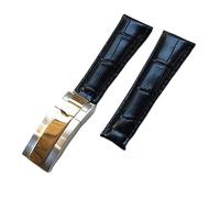 BrightBulb Cinturino per Orologio Cinturino da Uomo in Pelle di Coccodrillo Accessori per Orologio Cinturino per Orologio per Rolex Submariner Yacht-Master Daytona G/M/T-Fibbia in Oro Nero + Argento