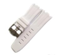 BrightBulb Cinturino per Orologio da Uomo con Cinturino in Gomma Siliconica da 28mm per AUDE&Mars Pig-UET RO&YAL O/A/K off-Shore-Fibbia in Argento Bianco