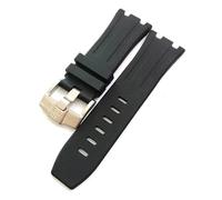 BrightBulb Cinturino per Orologio da Uomo con Cinturino in Gomma Siliconica da 28mm per AUDE&Mars Pig-UET RO&YAL O/A/K off-Shore-Fibbia in Argento Nero