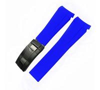 BrightBulb Cinturino Regolabile Con Fibbia in Silicone Impermeabile da 20mm per Rolex Submariner Daytona SUB G/M/T-Fibbia nera azzurra
