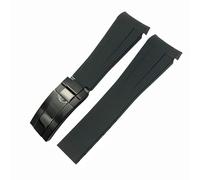 BrightBulb Cinturino Regolabile Con Fibbia in Silicone Impermeabile da 20mm per Rolex Submariner Daytona SUB G/M/T-Fibbia nera nera