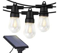 Brightech Ambience Pro - Stringa di luci per esterni a energia solare impermeabili-Lampadine Edison vintage da 48 piedi per creare un'atmosfera da bistrot sul tuo patio-LED da 1 W, luce bianca morbida