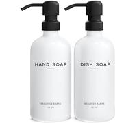 Brighter Barns Set di dispenser di sapone in vetro, decorazione per la cucina della fattoria, accessori per il bagno (bianco, 2 x 16 oz)