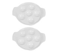 BRIGHTFUFU 2 Pezzi Pirofila in Ceramica Bianca per Lumache con Manici, Design Antiscivolo e Scanalature per Cottura in Cucina e Ristorante