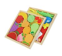 BRIGHTFUFU 2 scatole Puzzle in Legno per Animali della e Frutta Giocattoli Educativi Montessori per Sviluppo Manuale e Coordinazione Occhio Mano Sicuri e Colorati