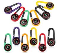 BRIGHTFUFU 24 Pezzi Bussola Portachiavi Moschettone in Plastica, Design Portatile per Guida Direzionale, per attività All'aperto e Alpinismo