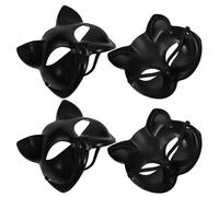 BRIGHTFUFU 4 Pezzi Maschera Vuota Nera in Plastica per Feste e Halloween | Progetto Fai, Design Unico, Resta Salda e Comoda, per Donne e Tutte le Età