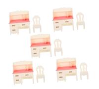BRIGHTFUFU 5 Set Mini Mobili per Casa delle Bambole in Plastica Liscia Tavolo e Sedia da Ufficio in Miniatura Accessori Decorativi Leggeri e Facili da Assemblare