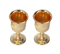 BRIGHTFUFU Bicchieri da Whisky e Facili da Set 2 in Metallo Oro Retrò Calici per Whisky e