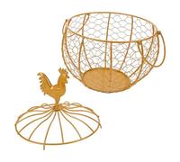 BRIGHTFUFU Cesto Porta Uova in Ferro Dorato con Manico Contenitore Multiuso per Frutta e Verdura da Tavolo Cestino Decorativo in Filo Metallico per Cucina e Centro Tavola Natalizio